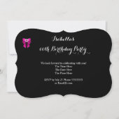 Invitation Fête d'anniversaire Rayure Rose Noir Blanc (Dos)