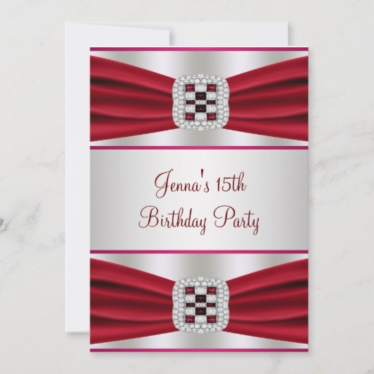 Invitation Fête d'anniversaire Red Diamond (Devant)