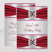 Invitation Fête d'anniversaire Red Diamond (Devant / Derrière)