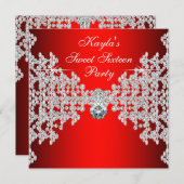 Invitation Fête d'anniversaire Red Diamond Red (Devant / Derrière)