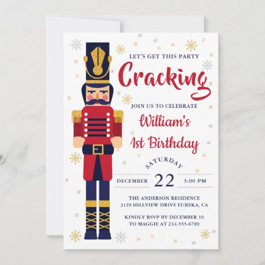 Invitation Fête d'anniversaire Red Gold Nutcracker (Devant)