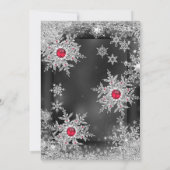Invitation Fête d'anniversaire Red grey silver snowflake (Dos)