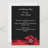Invitation Fête d'anniversaire Red Pearl Diamond Bow (Dos)