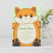 Invitation Fête d'anniversaire renard vert (Debout devant)
