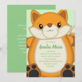 Invitation Fête d'anniversaire renard vert (Devant / Derrière)