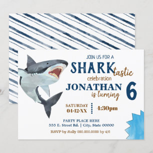 Invitation fête d'anniversaire requin bash