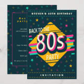 Invitation Fête d'anniversaire Retour aux années 80 (Devant / Derrière)