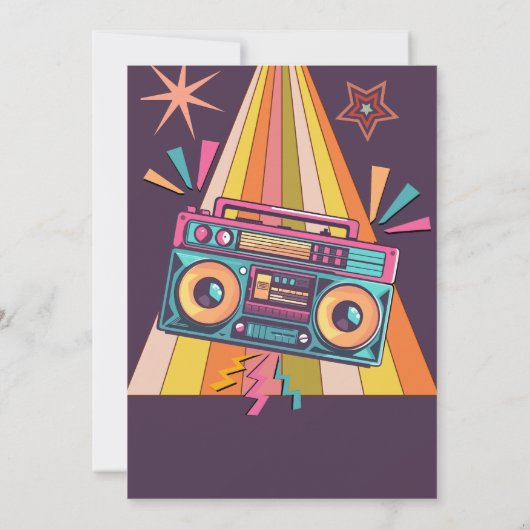 Invitation Fête d'anniversaire rétro (Dos)