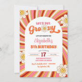 Invitation Fête d'anniversaire Rétro Daisy Let's Get Groovy 7 (Devant)