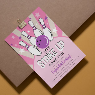 Invitation Fête d'anniversaire rétro de bowling pour enfants
