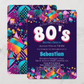 Invitation Fête d'anniversaire rétro des années 80 (Devant / Derrière)