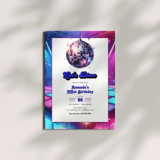 Invitation Fête d'anniversaire Rétro Disco