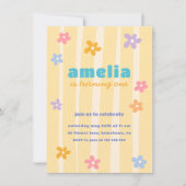 Invitation Fête d'anniversaire rétro floral (Devant)