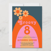 Invitation Fête d'anniversaire rétro groovy (Devant)