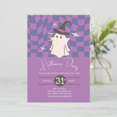 Invitation Fête d'anniversaire rétro Halloween Fantôme Adulte (Debout devant)