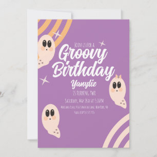 Invitation Fête d'anniversaire rétro Halloween Groovy Ghost