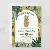 Invitation Fête d'anniversaire Rétro Luau de jungle à l'anana (Devant)