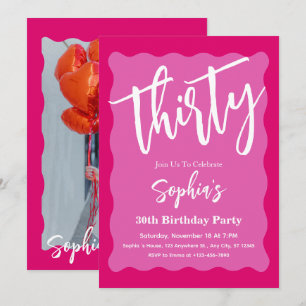 Invitation Fête d'anniversaire rétro moderne à 30 ans avec co