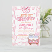 Invitation Fête d'anniversaire Rétro Pastel Van Groovy (Debout devant)