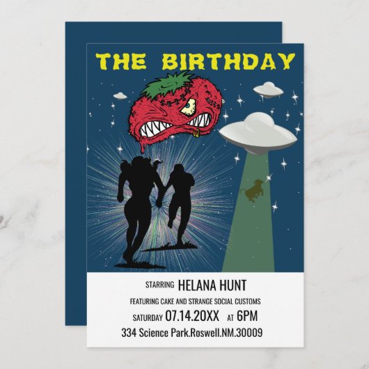 Invitation Fête d'anniversaire Retro Sci Fi (Devant / Derrière)