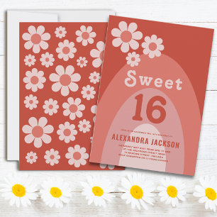 Invitation Fête d'anniversaire Retro Sweet 16 Orange