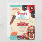 Invitation Fête d'anniversaire rétro vintage années 1950 pour (Devant)