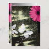 Invitation Fête d'anniversaire rêve papillon Marguerite Gerbe (Devant / Derrière)