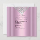 Invitation Fête d'anniversaire révisée Image Rose Argent Blan (Dos)