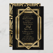 Invitation Fête d'anniversaire Roaring Black and Gold Art Déc (Devant / Derrière)