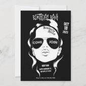 Invitation Fête d'anniversaire rock de fille gangsta noire (Devant)