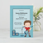 Invitation Fête d'anniversaire Rock Star (Debout devant)