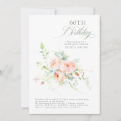 Invitation Fête d'Anniversaire Romantique Elégante Florale Ro (Devant)