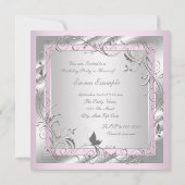 Invitation Fête d'anniversaire rose (Dos)