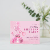 Invitation Fête d'anniversaire rose (Debout devant)