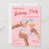Invitation Fête d'anniversaire rose (Devant)
