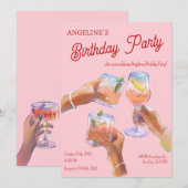 Invitation Fête d'anniversaire rose (Devant / Derrière)