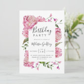 Invitation Fête d'anniversaire rose (Debout devant)