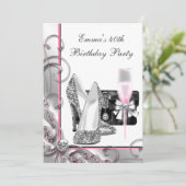 Invitation Fête d'anniversaire rose (Debout devant)