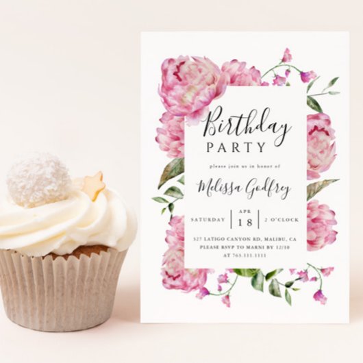 Invitation Fête d'anniversaire rose