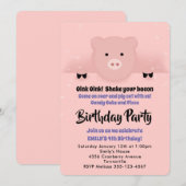 Invitation Fête d'anniversaire rose capricieuse de cochon (Devant / Derrière)
