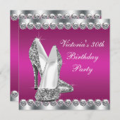 Invitation Fête d'anniversaire rose chaud pour femmes (Devant / Derrière)