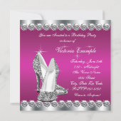 Invitation Fête d'anniversaire rose chaud pour femmes (Dos)