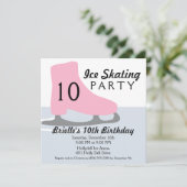 Invitation Fête d'anniversaire rose-clair de patinage de (Debout devant)
