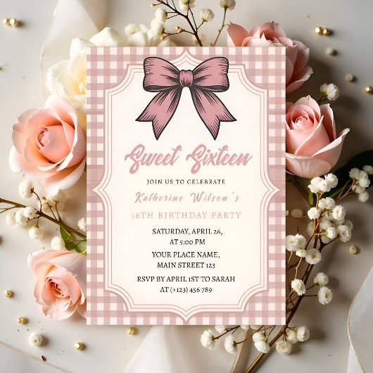 Invitation Fête d'anniversaire rose Coquette