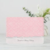 Invitation fête d'anniversaire rose damas (Debout devant)