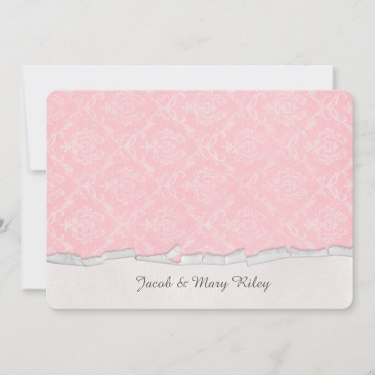 Invitation fête d'anniversaire rose damas (Devant)