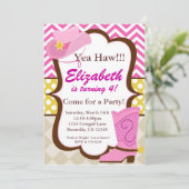 Invitation Fête d'anniversaire rose de botte de Chevron et de (Debout devant)