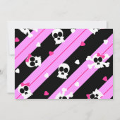 Invitation Fête d'anniversaire rose de crânes et de coeurs (Dos)