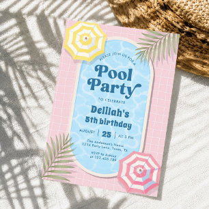 Invitation Fête d'anniversaire rose de Palm Springs Summer Po