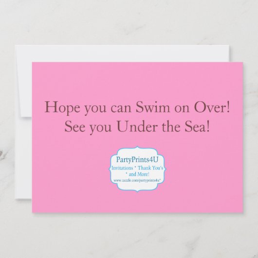 Invitation Fête d'anniversaire rose de rayures, de dauphin et (Dos)